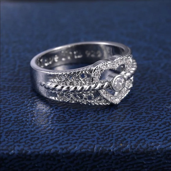 *NEW*925 Silver I Love You Romantic Diamond Ring - Picture 5 of 6